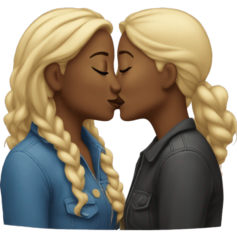 Two women smooching  emoji