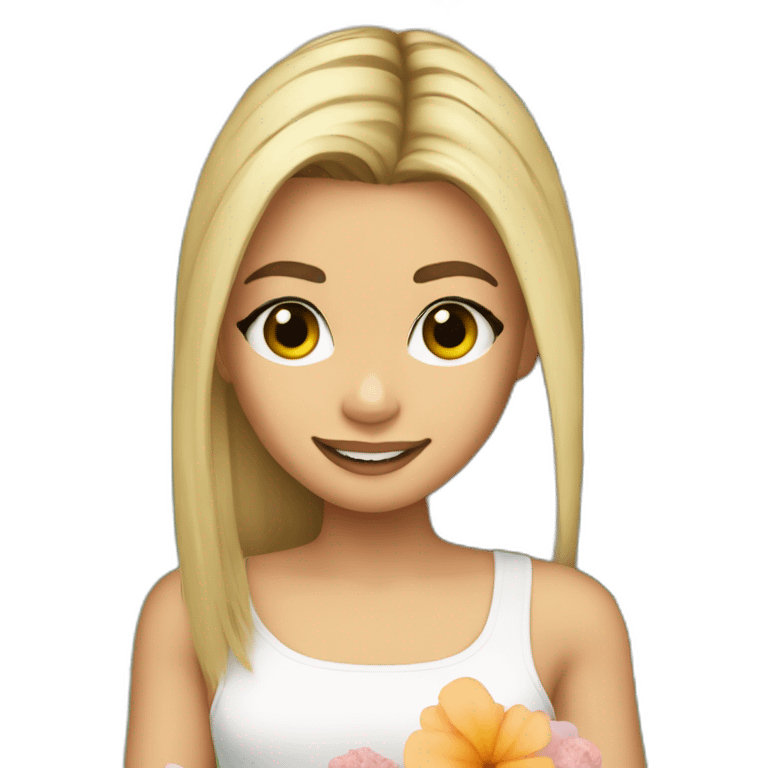 hailey beiber with flowers emoji