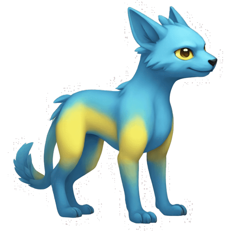 Cute cool blue yellow animal hybrid Fakemon full body emoji