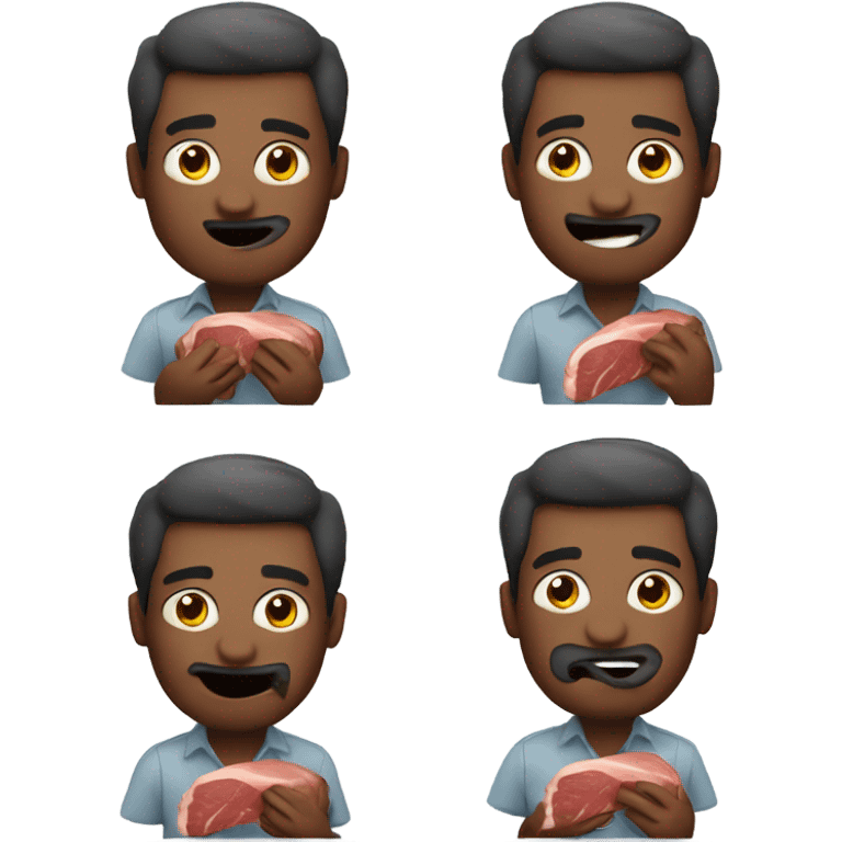 Man chewing on steak making pleasure faces emoji