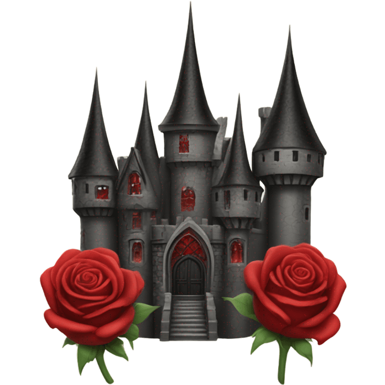 Black and red gothic castle with roses emoji