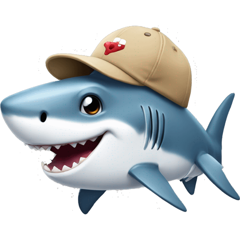 A happy shark with a cap emoji