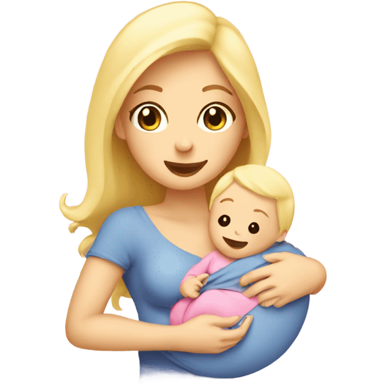 blonde woman breast feeding baby. pink emoji