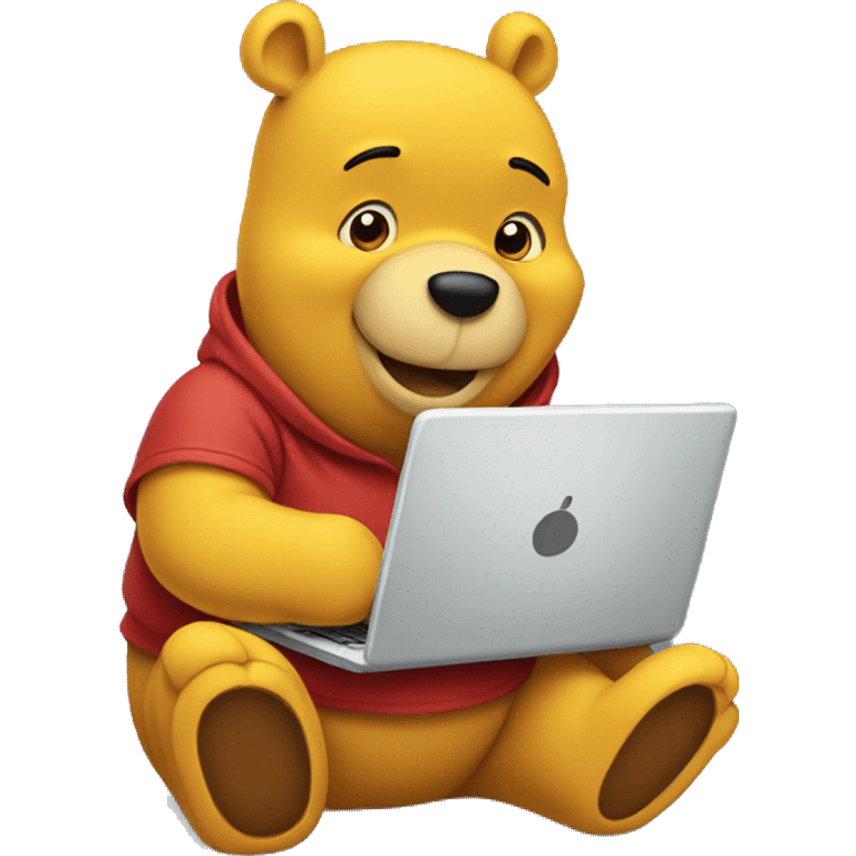 pooh holding laptop  emoji