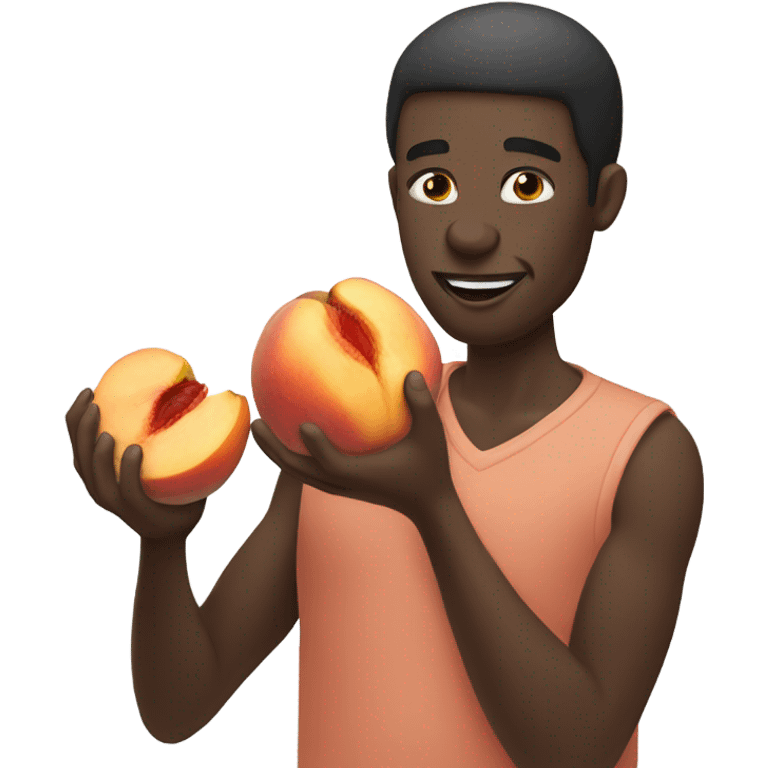 Black man eating a peach emoji