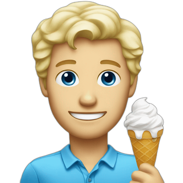 Blond man blue eyes Italian icecream emoji