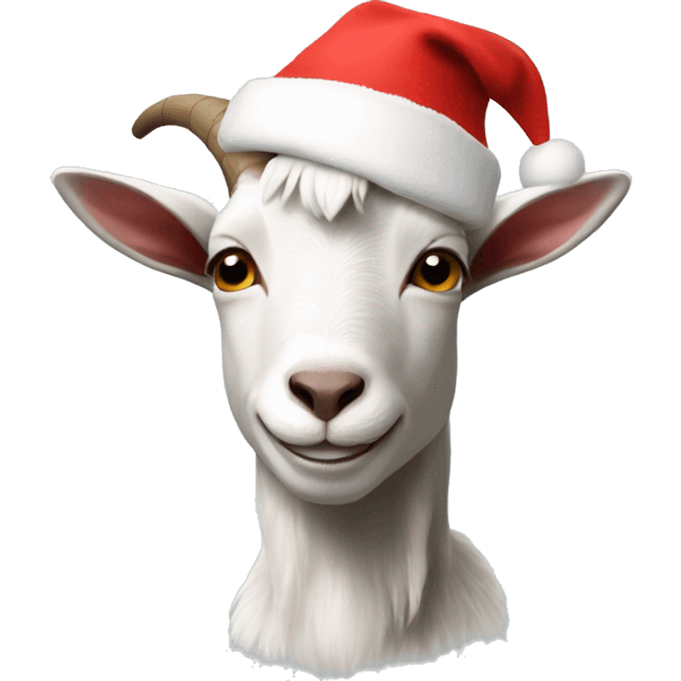 Goat with a christmas hat emoji