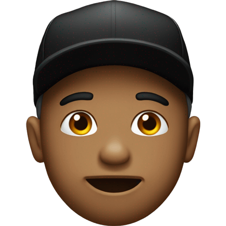 an emoji biting his lip with one eyebrow raised wearing a black cap backwards emoji