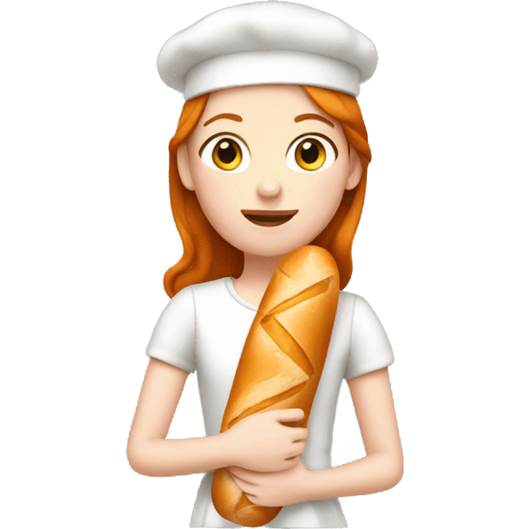 ginger French girl holding a baguette  emoji