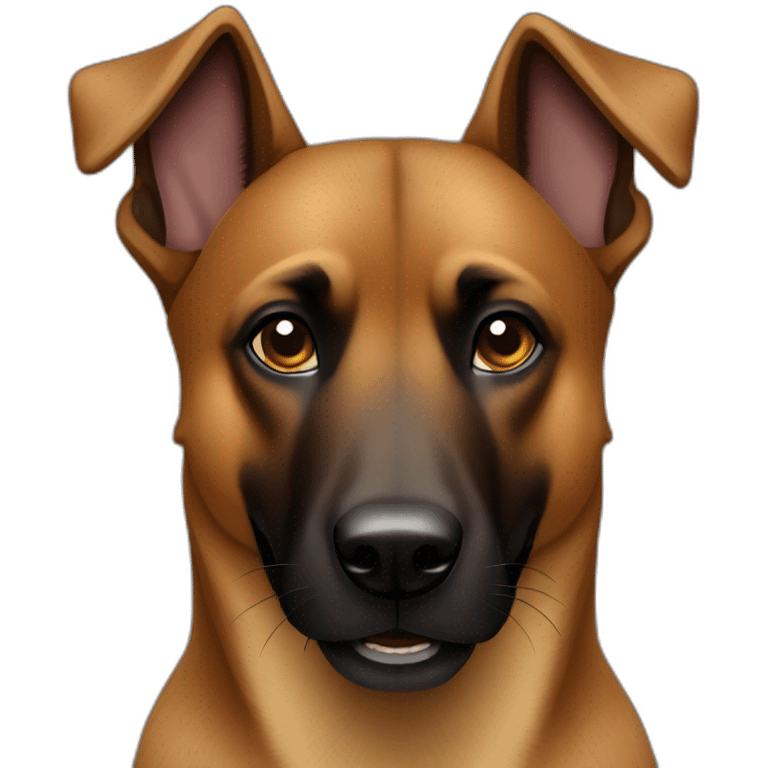 dark-brown malinois dog, dark in the face emoji