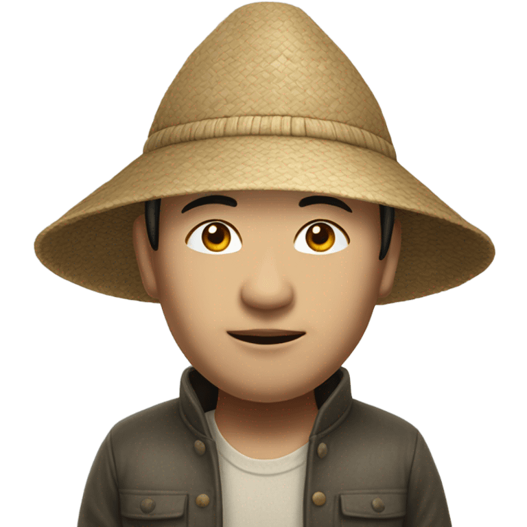 photorealistic Chinese peasant in sedge hat emoji