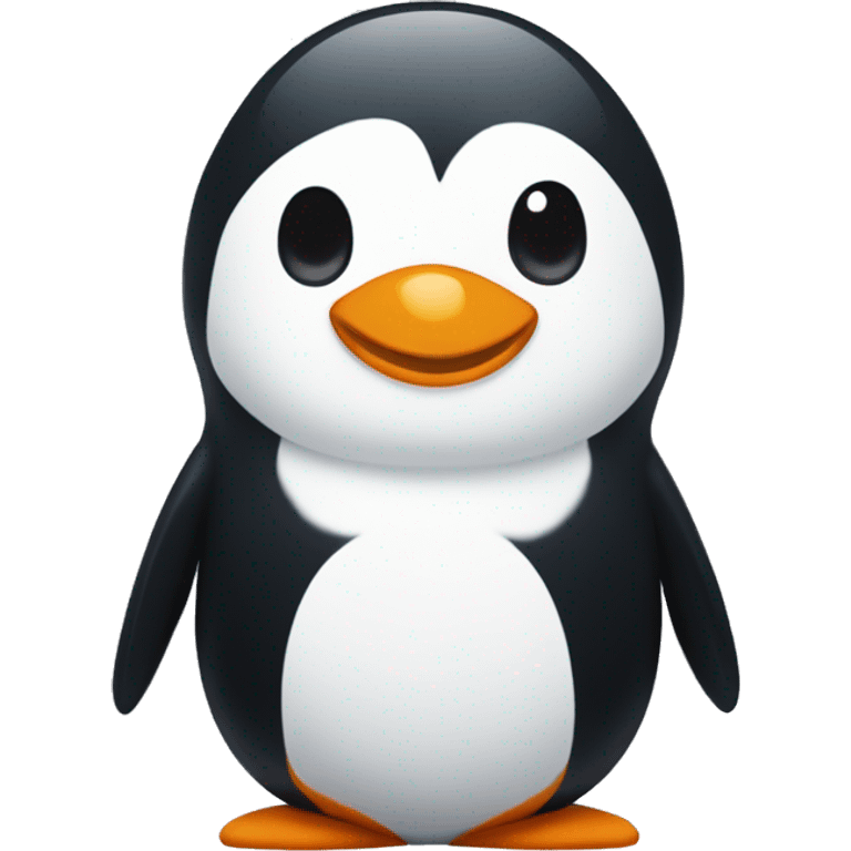 Avatar de pingüino estilo Pixar, sonriendo con el ala tapándose la boca. Fondo simple de color sólido. emoji