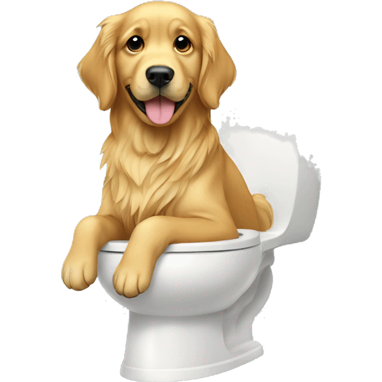 Golden retriever sitting on the toilet  emoji