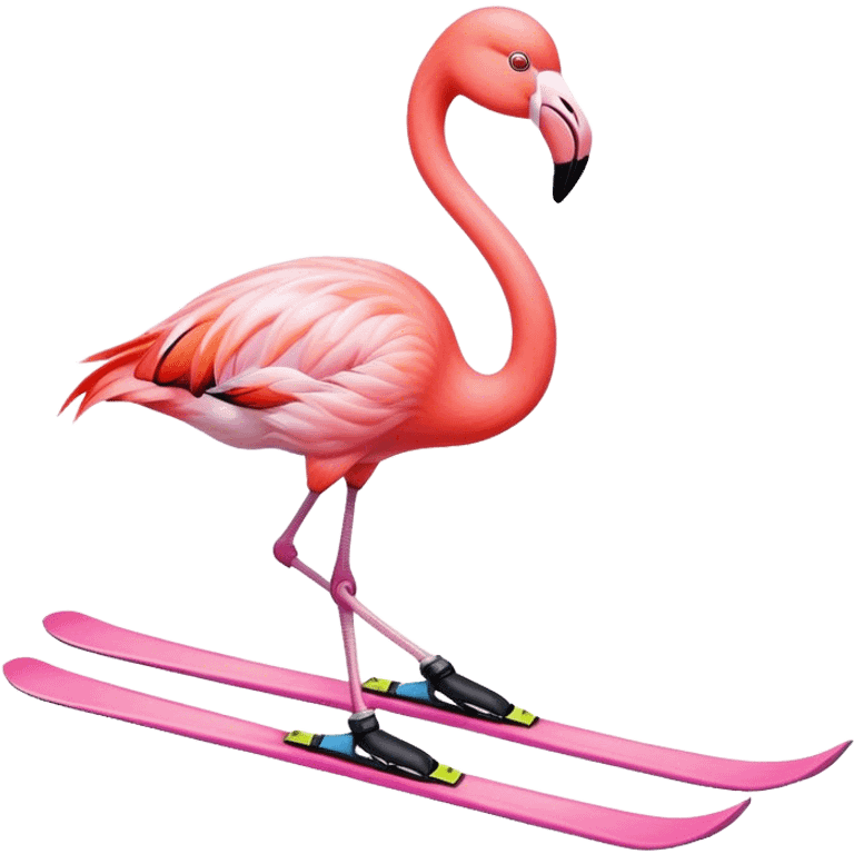 A female skiing flamingo on the slope emoji