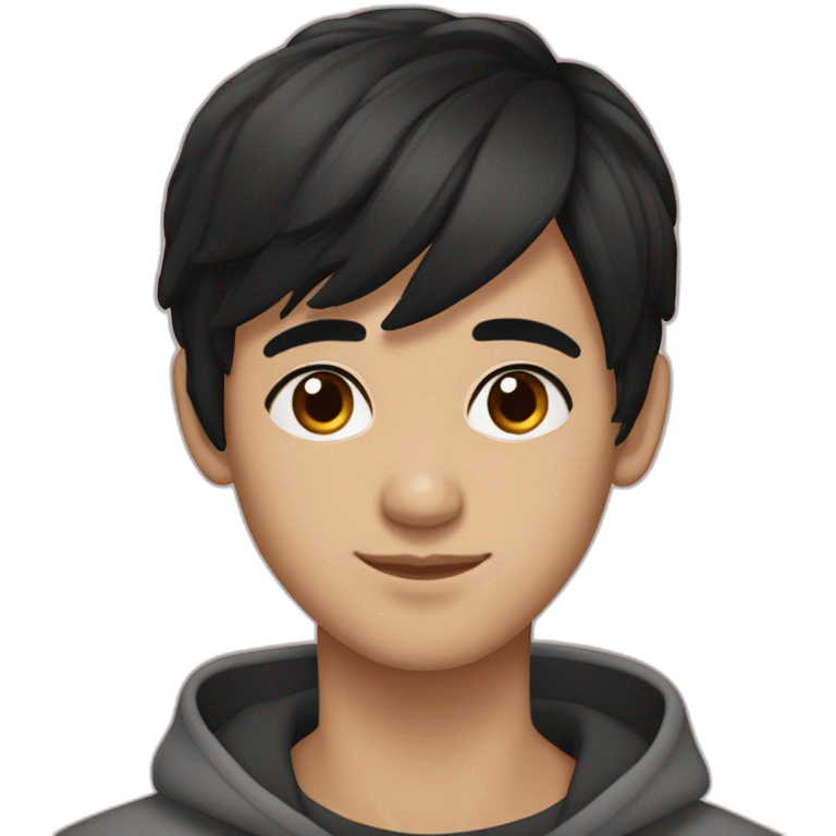 18-year-old Uzbek boy, black hair, black eyes, modern straight hairstyle emoji