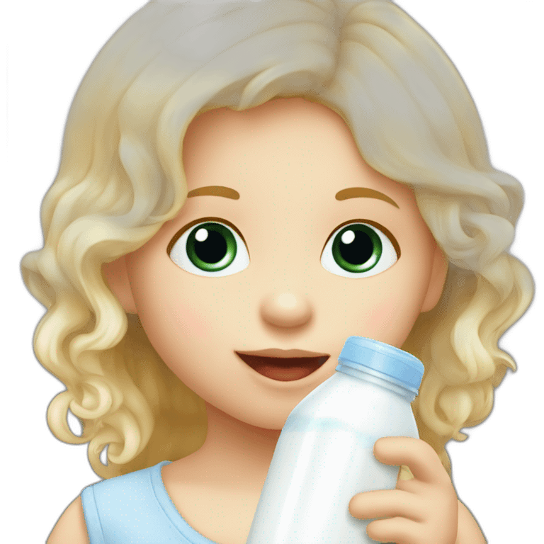 White blonde baby girl drinking milk from  bottle emoji