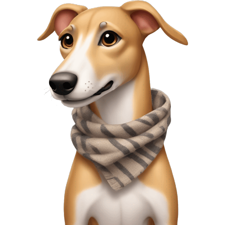 fawn tiger greyhound in a scarf emoji