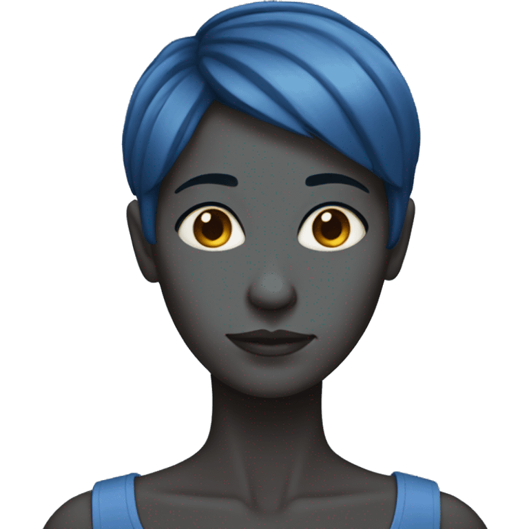 blue skin woman with re short hair emoji