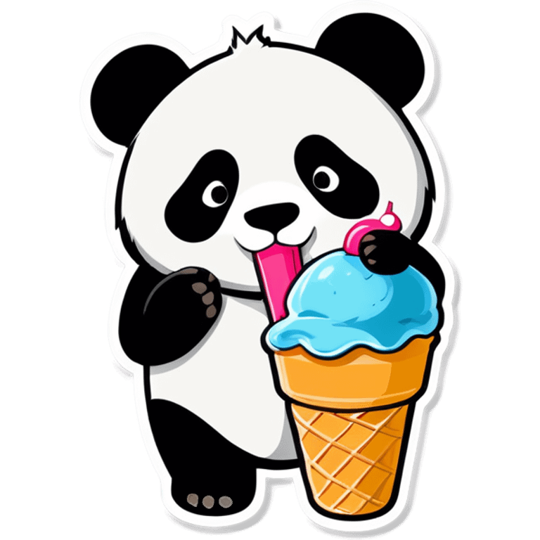 Panda eating ice cream emoji