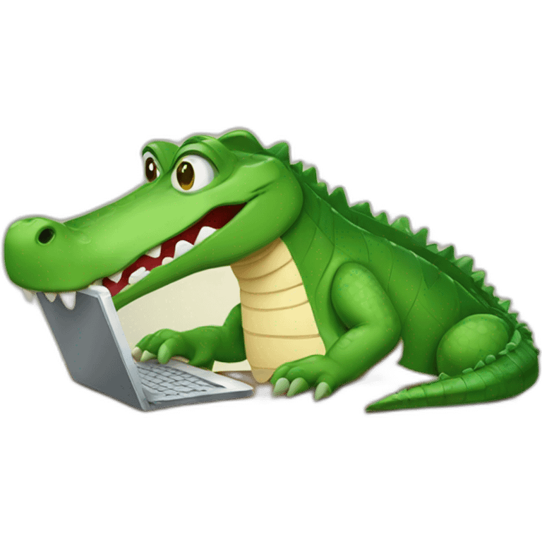 crocodile typing in computer emoji