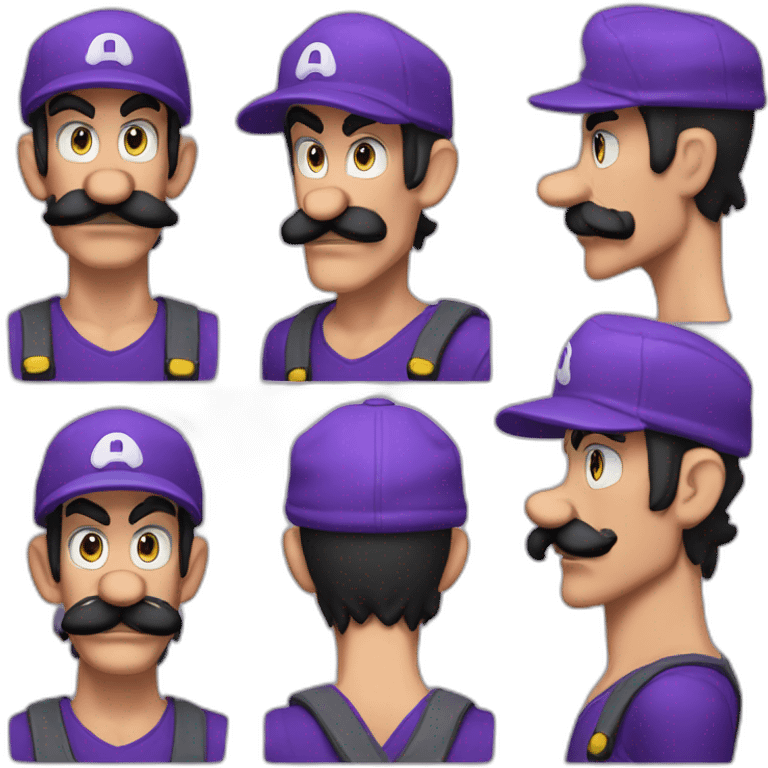 1 Waluigi with à howl purple cap à black mustache and à long face emoji