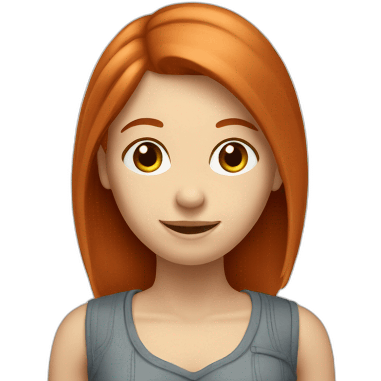 redhead white woman with medium long straight hair, saying ok emoji