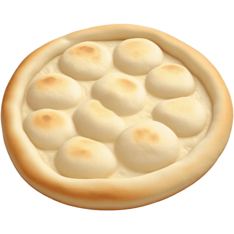 Cinematic Realistic Naan Bread Dish Emoji, showcasing soft, fluffy naan brushed with butter rendered with lifelike detail and inviting, warm lighting. emoji