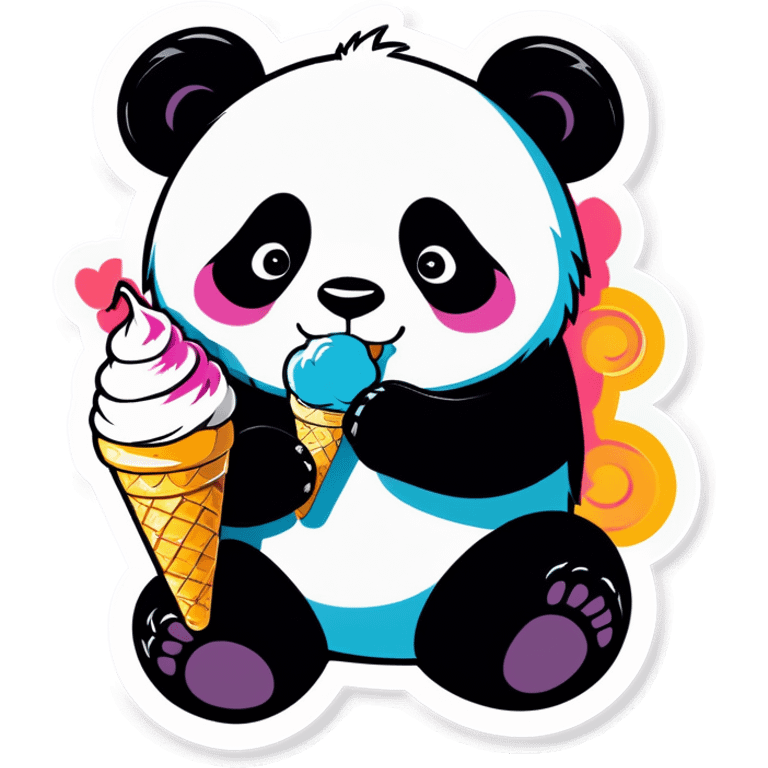 Panda eating ice cream emoji