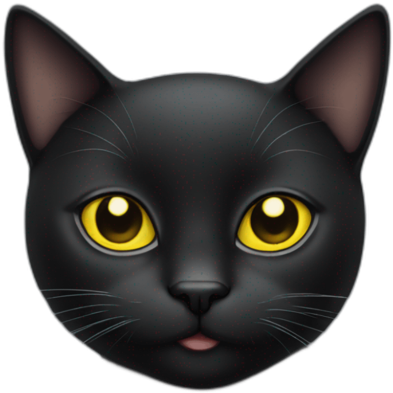 Black cat with white chin and yellow eyes emoji