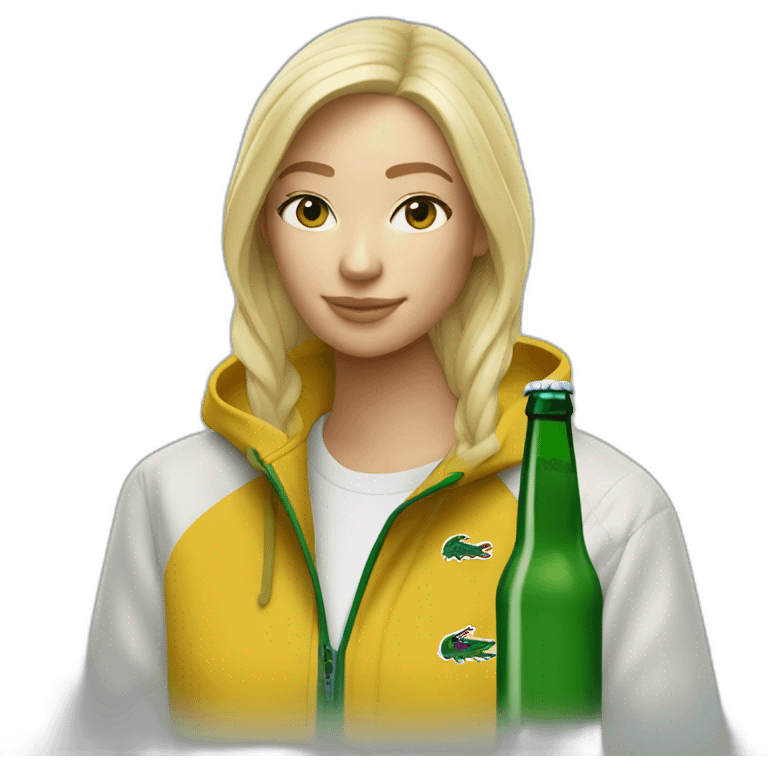 Lacoste blond friends woman drinking beer with windbreaker emoji