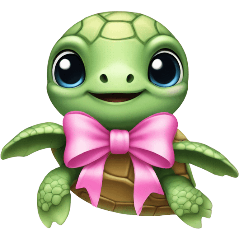 baby sea turtle with pink bow emoji