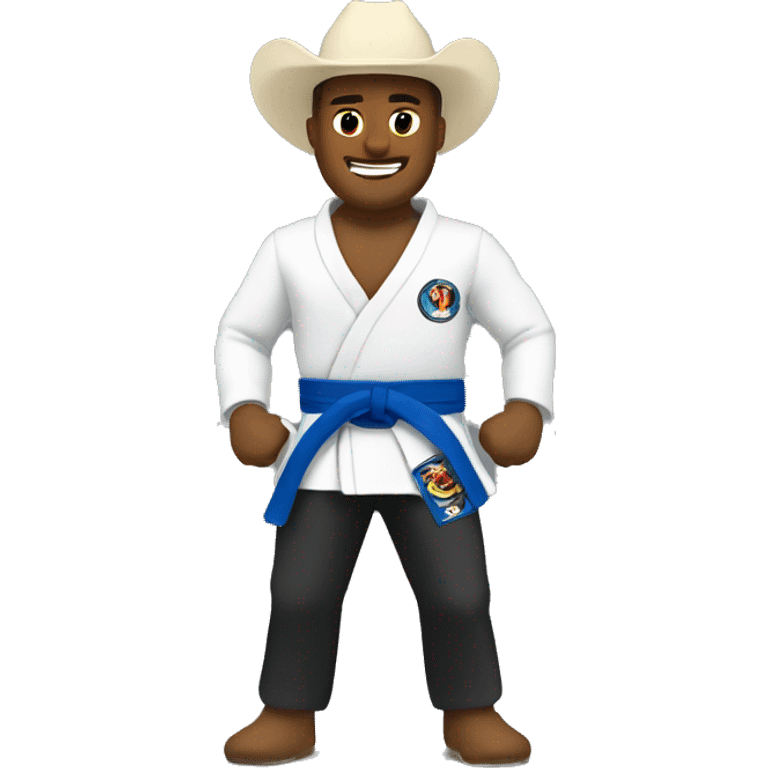 Man on bull riding with Jiu jitsu Gi on emoji