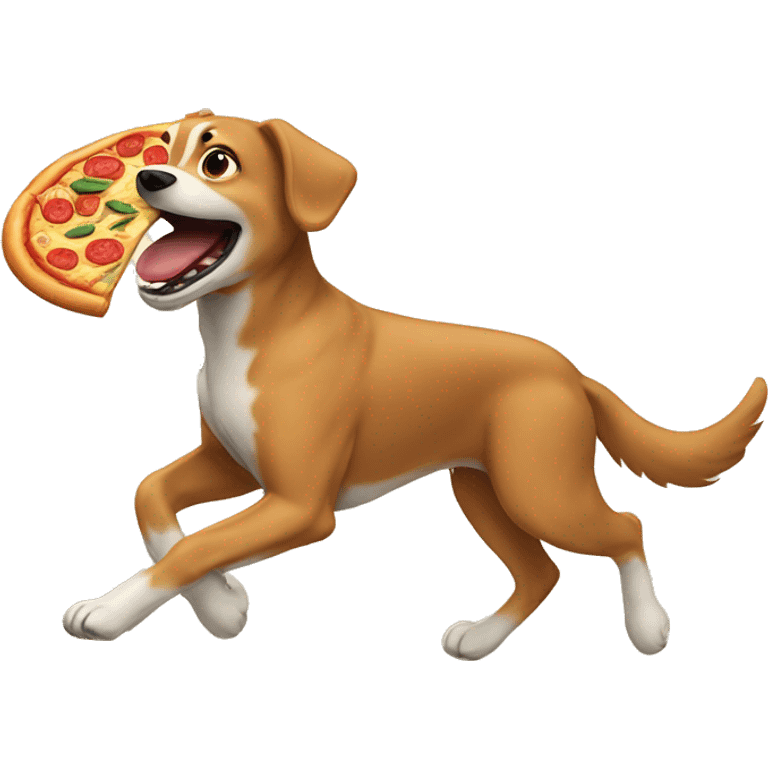 Dog eating pizza and running emoji