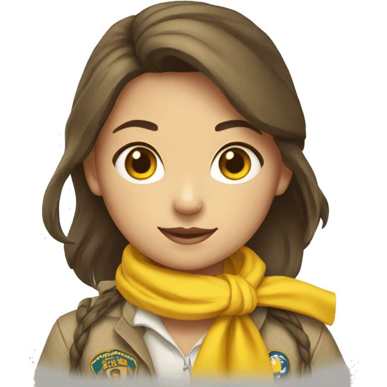 Scout girl with a YELLOW knotted scarf and a white scout shirt emoji