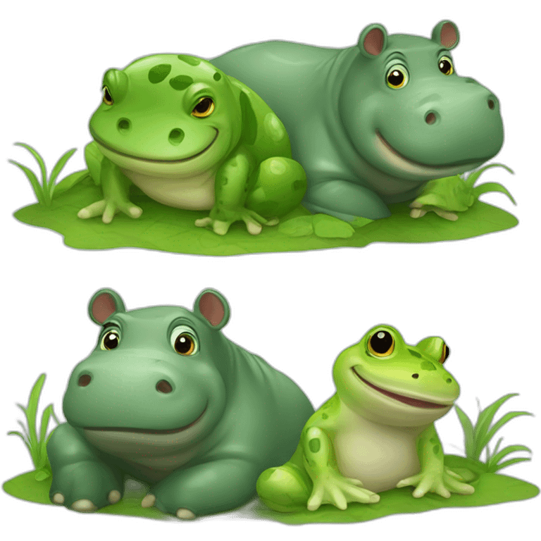 hippopotamus and frog emoji