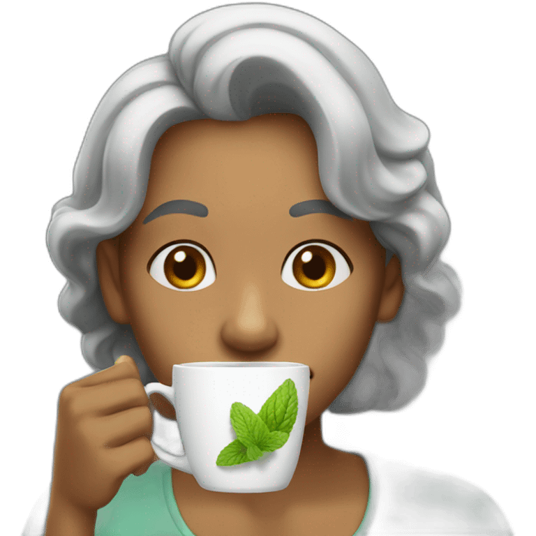 yold woan drinking mint tea emoji