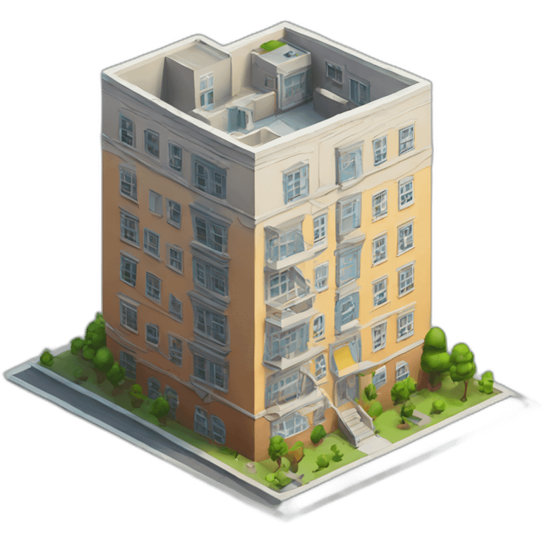 apartment building model isometric emoji