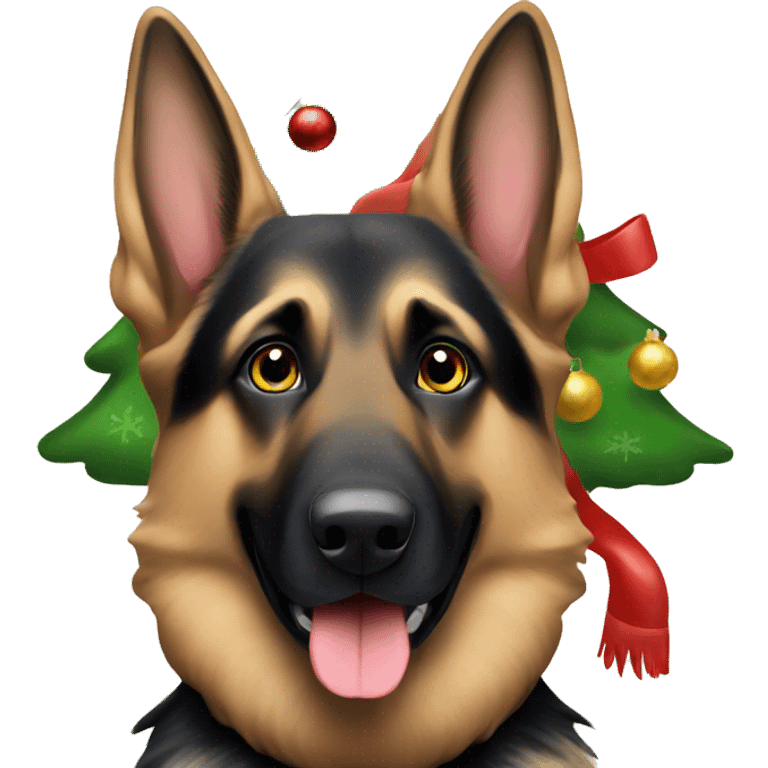 German shepherd Christmas emoji