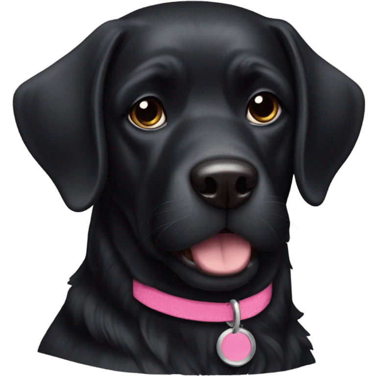 Black dog with pink collar emoji