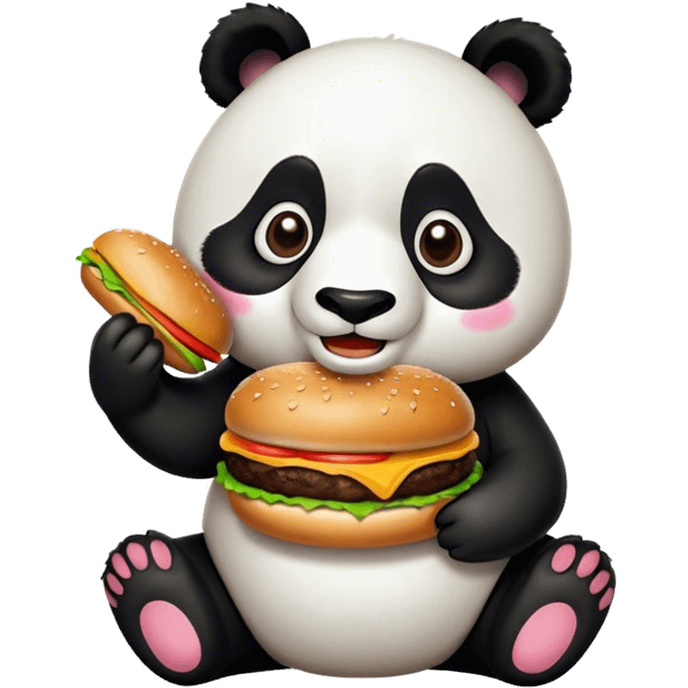 Panda eating a burger emoji