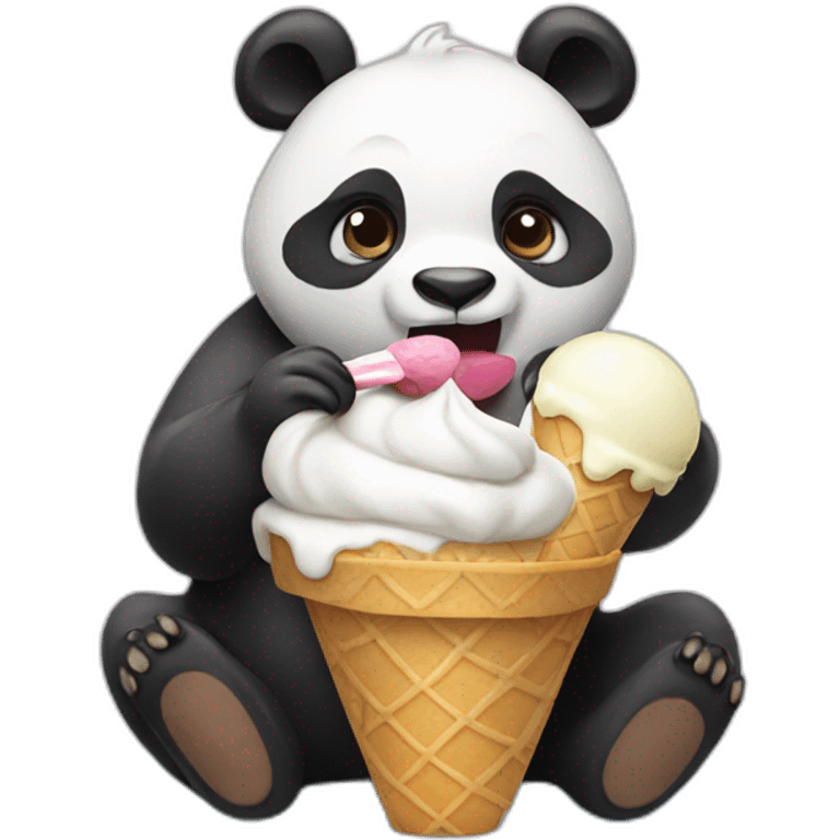 Panda eating ice cream emoji