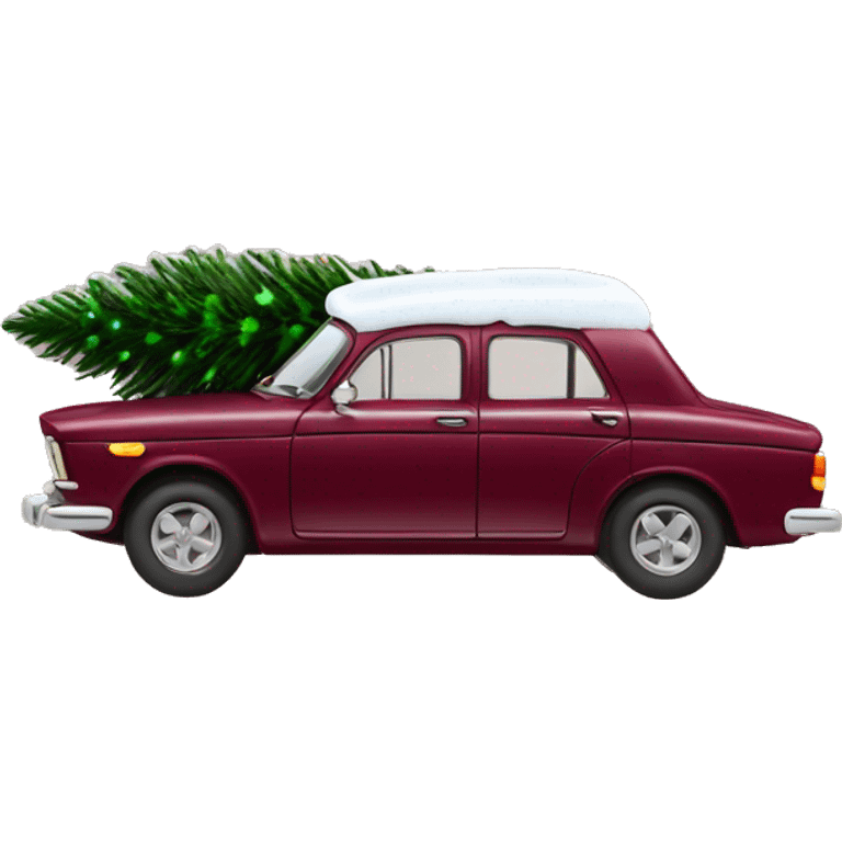 Christmas burgundy Car with Christmas Tree  emoji