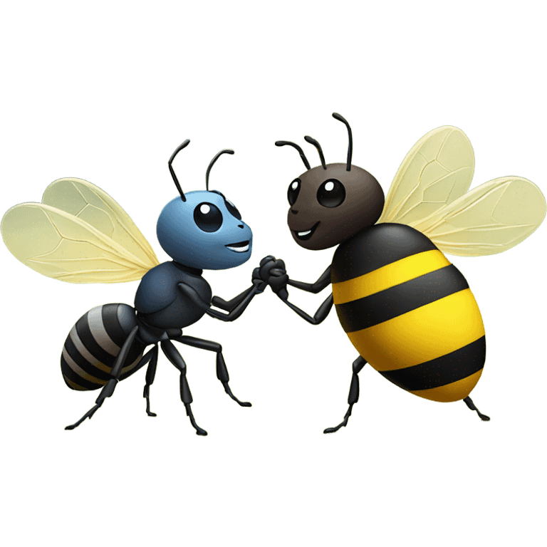 Ant and bumble bee holding hands in the park emoji