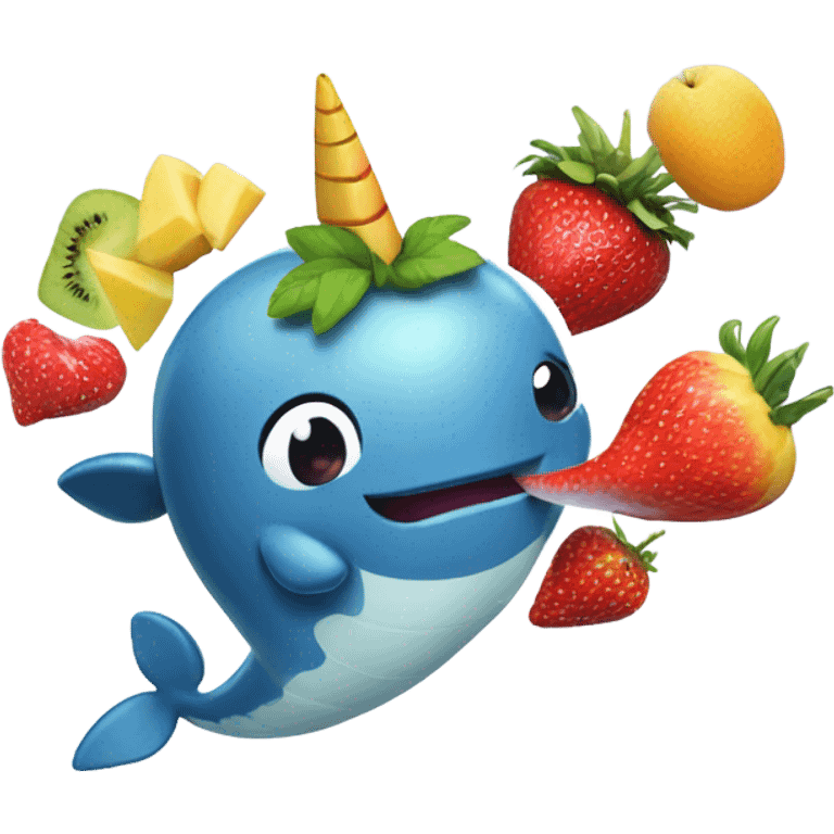 Narwhal with a fruit kebab as his horn emoji