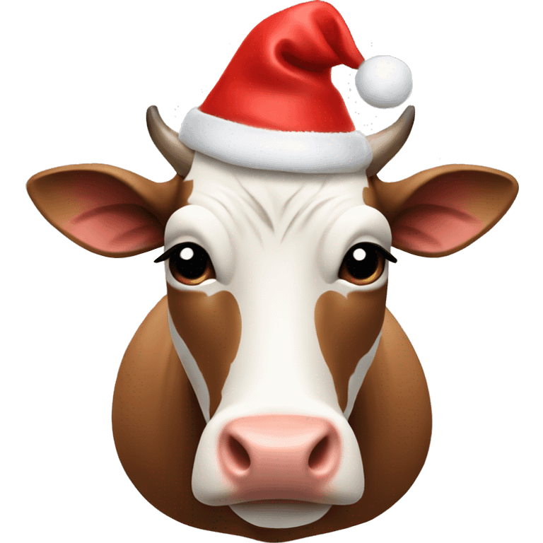 Cow with Christmas hat emoji