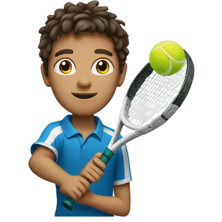 Brunette boy playing tennis emoji