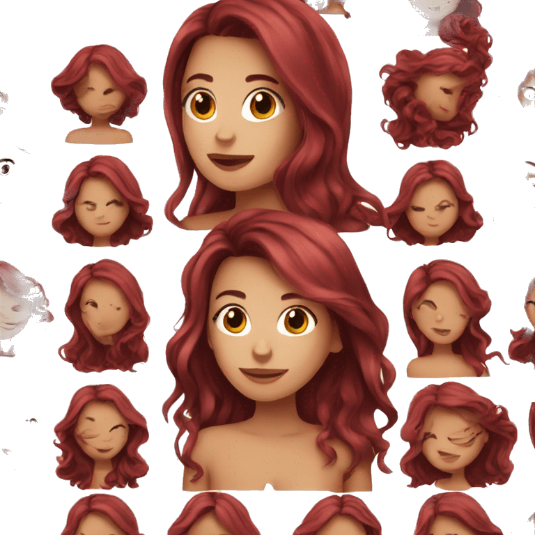 Beautiful burgundy haired girl with long hair emoji