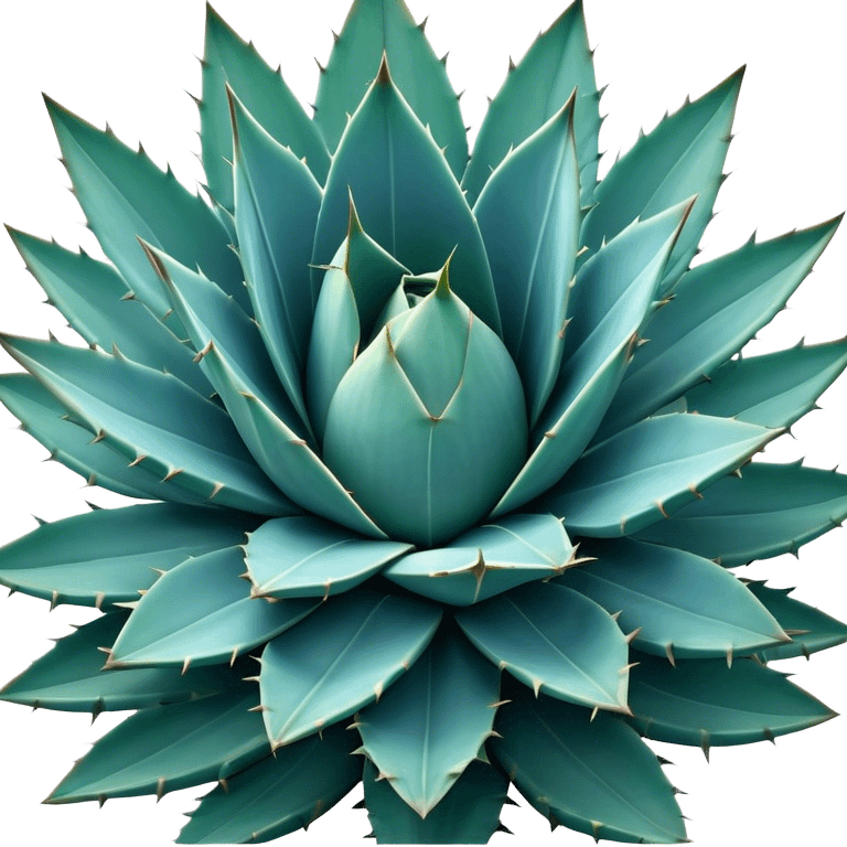 Cinematic Realistic Agave Emoji, Bold and spiky, with long, pointed leaves forming a rosette pattern. The sharp edges and soft blue-green hue exude a sense of rugged beauty and desert resilience. Soft glowing outline, capturing the essence of survival and strength in a striking agave plant! emoji