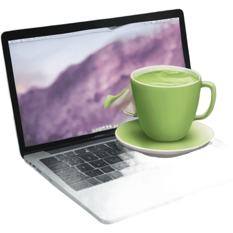 Macbook and matcha emoji