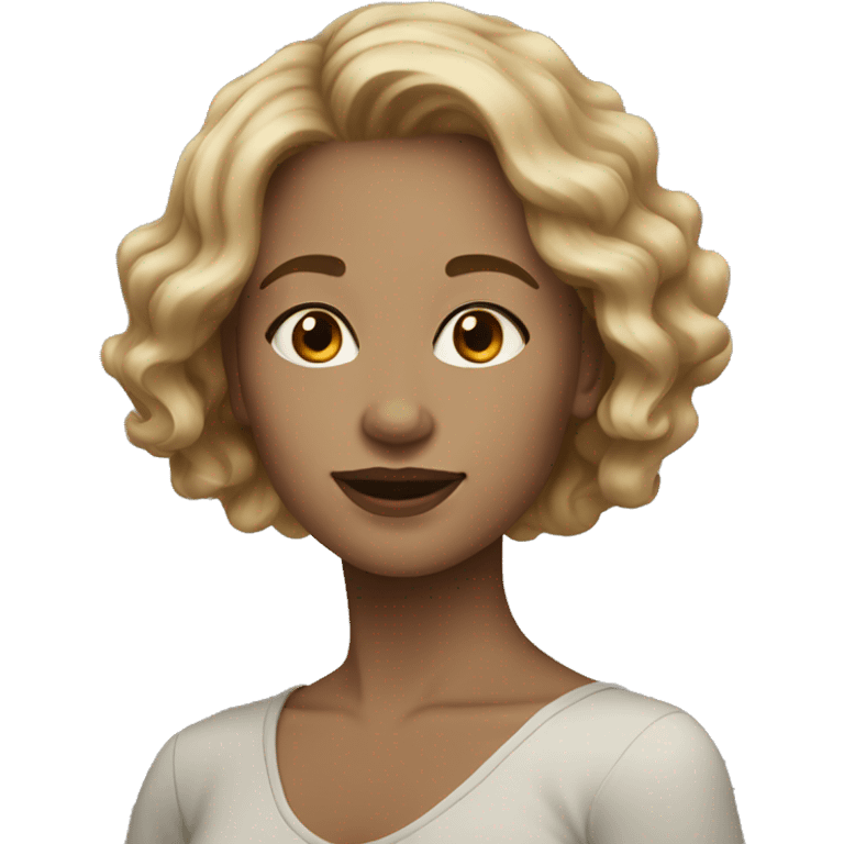 Pale light brown short wavy hair female  emoji